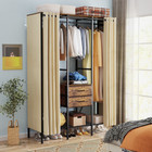 Xxl Industrial Closet Wardrobe Strong Garment Clothes Rack W  Cover Storage Bins