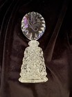 Vintage 1930-50s Czech Etched Clear Perfume Bottle With Stopper