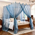 Bed Canopy Mosquito Net For 4 Corner Post Beds Queen Size Lace Bed Curtain With