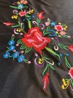 Black Triangle Shawl Multi-colored Floral Embroidered Mexican Floral Pattern
