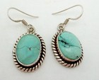 Vintage Sterling Silver Turquoise Dangle Pierced Earrings 27499