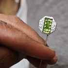 Octagonal Metal Hatpin With Green Glass Accent Collectible