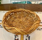Vintage Round  Hand-woven Rattan Or Wicker Basket - 12  Diameter