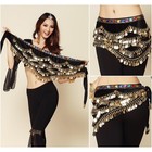 Women s Triangular Belly Dancing Hip Scarf Wrap Skirt With Gold Coins Black