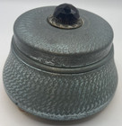Vintage - Metal Vanity Powder Puff Working Music Box Faux Gem Design 