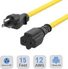 15-ft Nema 6-20p Extension Cord 20-amp 250 Volt Nema 6-20 Extension Cable 12awg 