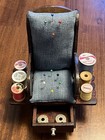 Vintage Wooden Rocking Chair Pin Cushion thread Holder sewing Caddy notions