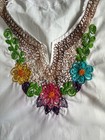 Vintage White Mexican Peasant Blouse Floral Embroidery Boho Embroidered Top