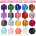 Hair Tinsel Kit 20 Colors 4800 Strands Fairy Hair Tinsel Heat Resistant 48 Inche