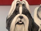 Adorable Black   White Shih Tzu Dog Figurine 3 75  T X 3 5  L X 2  W Read