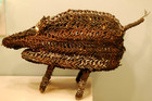 Vintage West African Dogon Mali Hand Woven Warthog Figure Shell Eye Hand Painted