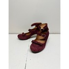 Chie Mihara Women s 36   Us 5 5 Burgundy Suede Buckle Bow Block Heel Pump 