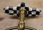 Mackenzie Childs Brass Courtly Check Enamel Hand-towel Toilet Paper Holder Ring