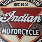 Vintage Indian Motorcycle Sign - Ride With The Tribe Porcelain Dealer Gas Sign