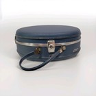 Vtg American Tourister Tiara Round Hat Box Luggage Weekender Suitcase Blue 16 