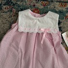 New Vintage 90s Younglad Pink Gingham Eyelet Dress Infant Size 18 M