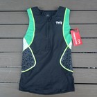 Tyr Competitor Men Black neon Tri Triathlon Tank   9 In  Padded Short Sz S New 