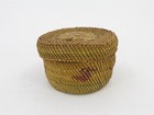 Vintage Pacific Northwest Coast Makah Woven Basket Bird Motif 2 75  X 1 75  Tall