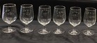 Vintage Etched Wine Glass Goblets 12 Oz  Cut Leaves Clear 6-piece Set