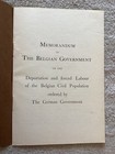 Memorandum Of The Belgian Government Booklet Ordered By German Government  1917