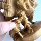 Vtg Hand-carved Wooden Barefooted Traveling Hobo Man Folk Art Statue Figurine