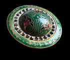Large Victorian  Enamel Button   Triad   Turn Again Design    Cut Steel Border
