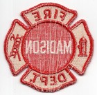 Patch Madison  dane County  Wi C1970 Fire Department Red White Vintage 3 5x3 5 