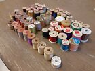 Vintage Wooden Spools Sewing Thread Mix 70pc Silk Cotton Clarks Talon Corticelli