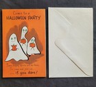 Vintage Halloween 1950 s Rust Craft Party Invitation Card   Envelope - Unused 