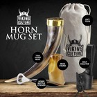 Viking Culture 16 Oz  Viking Drinking Horn W  Beer Opener Stand Genuine Leather