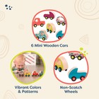 B  Toys - Wooden Toy Cars Set With 6 Colorful Vehicles - Smooth-rolling Mini    