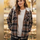 Legendary Whitetails Sherpa Plaid Hooded Jacket New S m Patched Sleeve