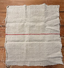 Antique Homespun French Grain Sack Fabric Textile With Red Stripe 20x20 