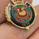 Sete France Crown Crest Lapel Pin Enamel Coat Of Arms Travel Souvenir Vintage