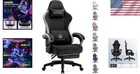 Gaming Chair Leather Black High Back Ergonomic Office With Footrest Support
