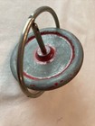 Vintage Silver red  Metal Gyroscope Spinning Top Toy Collectable 1950s  