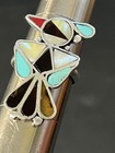 Vintage Native American 925 Sterling Silver Thunderbird Peyote Bird Ring Size 8