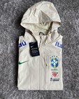 Nike Brazil Cbf Hooded Rain Jacket Beige Breathe Football Soccer Bnwt