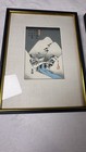 Vintage Japanese Ukiyo-e Style Framed Prints Set Hiroshige Inspired