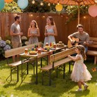 70 Inch Folding Picnic Table And Chair Set With Backrest Bench Weather Resistant