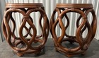 2 Asian Bentwood Drum Stool Or Side Table With White Porcelain Top