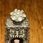 Vtg Antique Czech Glass Crystal Filigree Clear Jeweled Perfume Bottle Cameo