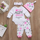 4pcs Newborn Infant Girls Outfits Romper Jumpsuit pants headbands Clothes Set