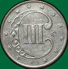 1851-o Three Cent Silver Trime Almost Uncirculated Coin Details