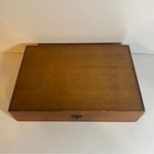 Vintage Rustic Wooden Thread   Notion Hinged Sewing Box 20 Thread Holders