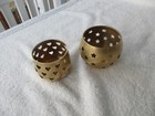 Set Of 2   solid Brass Pierced    Stars   Hearts Design   candle Holders 