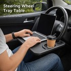 Car Steering Wheel Tray Desk 2 Sided For Laptop Drink Food Work Table Holder New