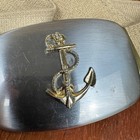 Vintage Us Navy Belt  Khaki Military Stretch Anchor 70s Made In Usa Officers