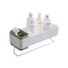 Bathroom Wall Organizer Shower Caddy Shelf Towel Rack Toothbrush Holder Green