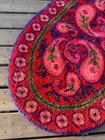Vintage Mcm Paisley Latch Hook Rug Pink Oval Rya Rug